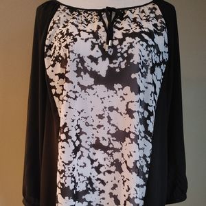 Lane Bryant 18/20 Black & White shear blouse.